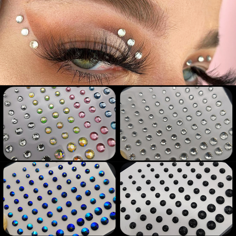 1 ark øjne ansigt makeup diamanter festival kropsdekoration krystal midlertidige tatoveringer juveler klistermærker selvklæbende rhinestones