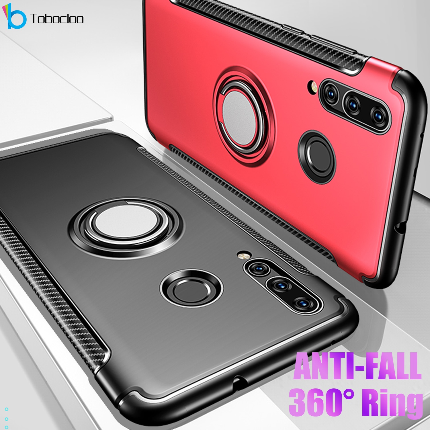 Voor Huawei Honor 10 Lite 10i Honor10 ik View V10 V 10 Case Metal Ring Auto Heavy Duty PC + siliconen TPU Siliconen Houder Stand Case