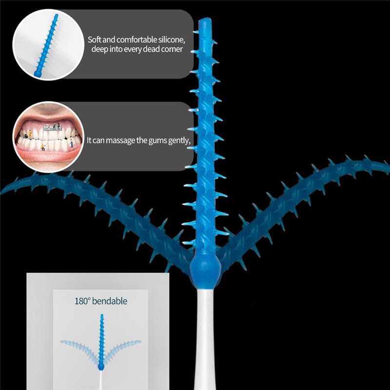 Cepillo Interdental doble, cabezal de hilo Dental, higiene Dental, herramienta de limpieza Dental, 120 Uds.