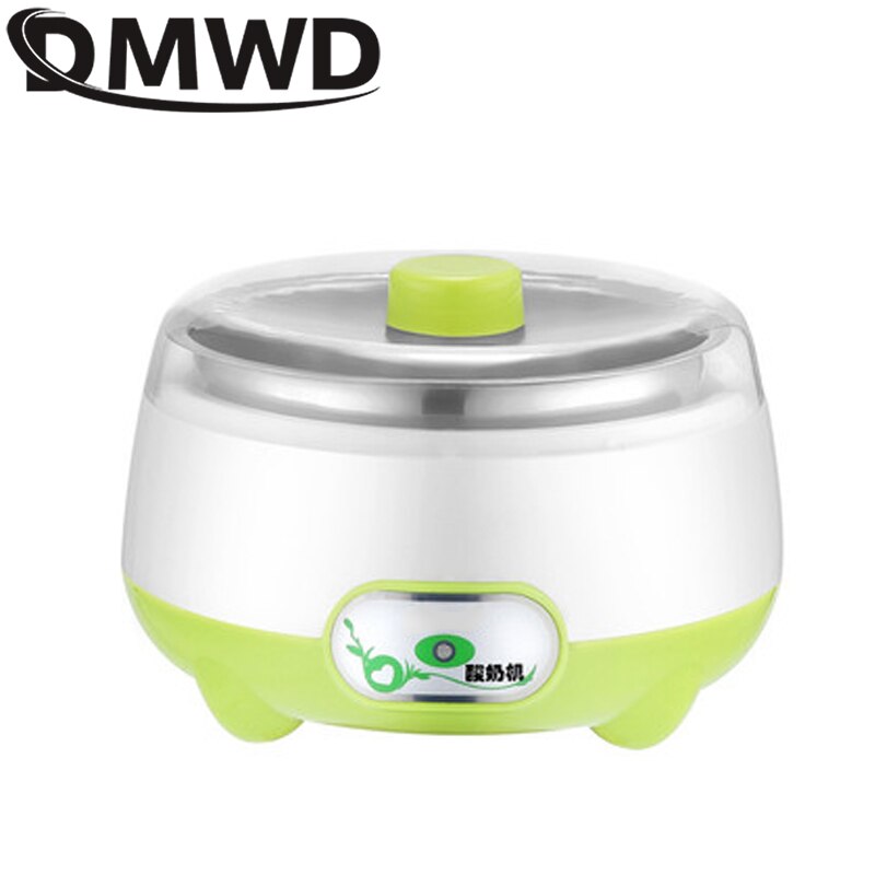 DMWD Mini Electric Yogurt Maker Automatic Yoghourt Machine Leben Natto Rice Wine Fermenter 1L Stainless Steel Liner Container EU