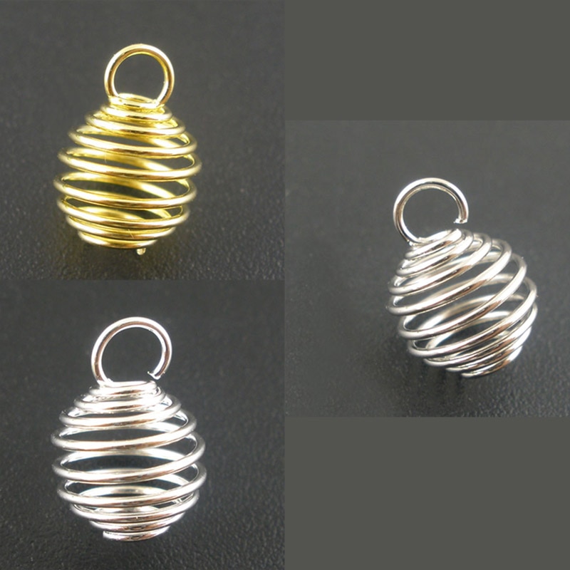 100PCs Spiral Bead Cages Pendants Connector Jewelry Fit DIY Men Women Jewelry Making 3 Colors For Choose 8x9mm