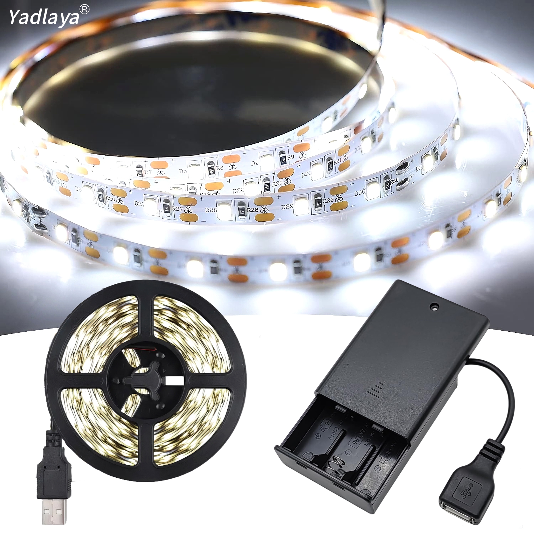 3AA Battery Power Led Strip Light SMD2835 50cm 1M 2M 3M 4M 5M Flexible Lighting Ribbon Tape White/Warm White Strip Backlight