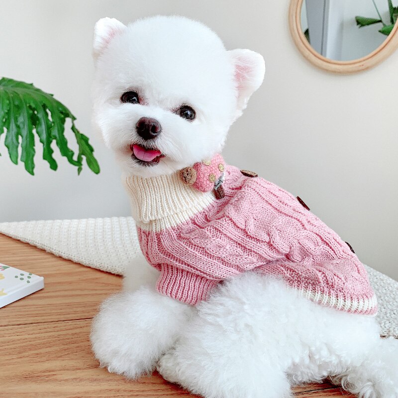 Winter Hund Pullover Hund Kleidung für Kleine Hunde Katze Welpen Kleidung Stricken Bekleidung Yorkshire Bichon Schnauzer Pet Kostüme Outfit: Pink / S