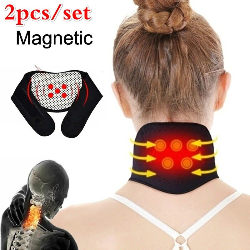 2 Stuks Toermalijn Magnetische Therapie Nek Massager Halswervel Bescherming Spontane Verwarming Belt Body Massager