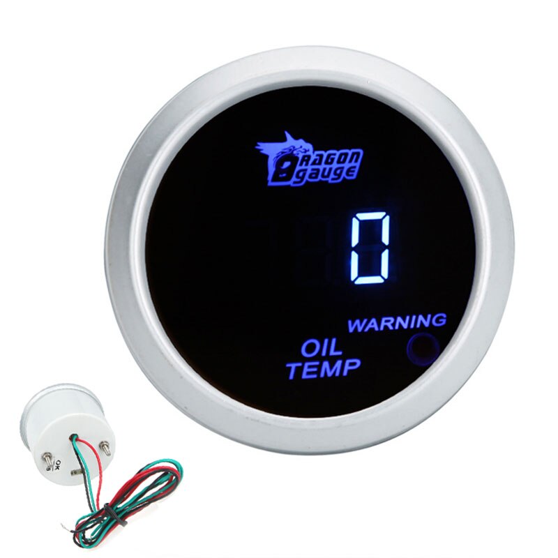 Digital Oil Temp Temperature Meter Gauge with Sensor for Car 52mm 2in LCD 40~150 Celsius Degree Black White Optional