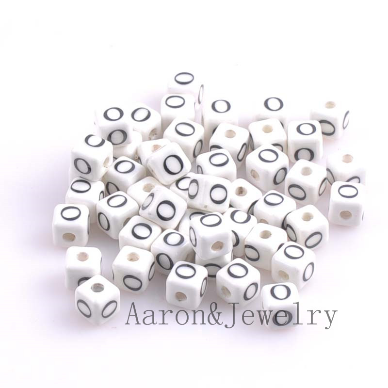heißer Weiß A-Z Gemischte Buchstaben Alphabet Würfel Keramik Buchstaben Perlen passen Schmuck machen 8mm 10 stücke YKL0355X: Freier Raum