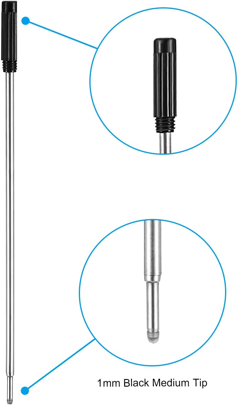 Black Ink Refills (10pcs), Replaceable Pens Refills, 1mm Medium Tip - Black
