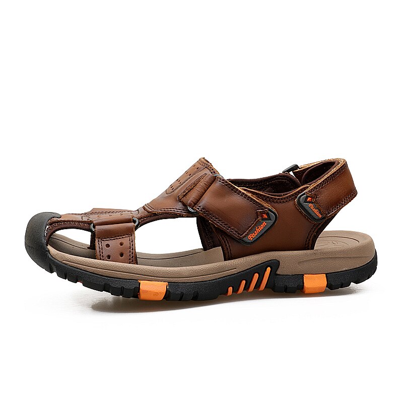 Confortable En Cuir Véritable Sandales Hommes Classique Doux Sandales Massage Respirant hommes Sandales Grande Taille 38 ~ 45