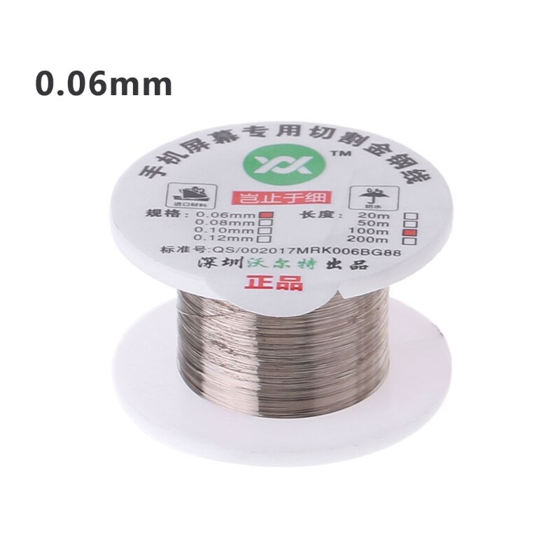 100m Alloy Gold Molybdenum Wire Cutting Line LCD Display Screen Separator Repair: 0.06