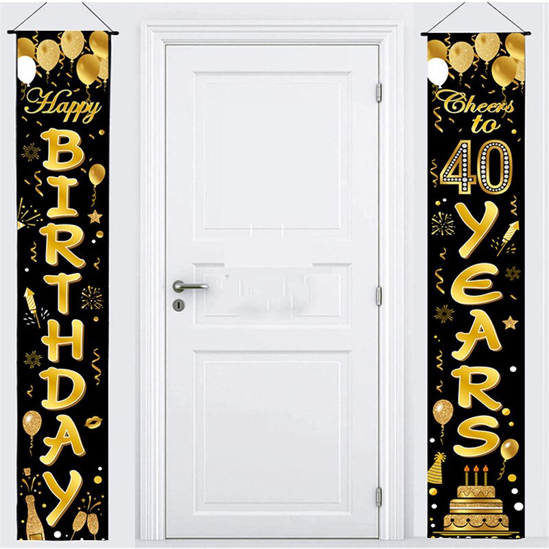 Happy Birthday Door Curtain 30 Birthday Party Decorations Anniversary Party Adult 30 40 50 60 70 80 Year Birthday Couplet Flag: birthday flag 40