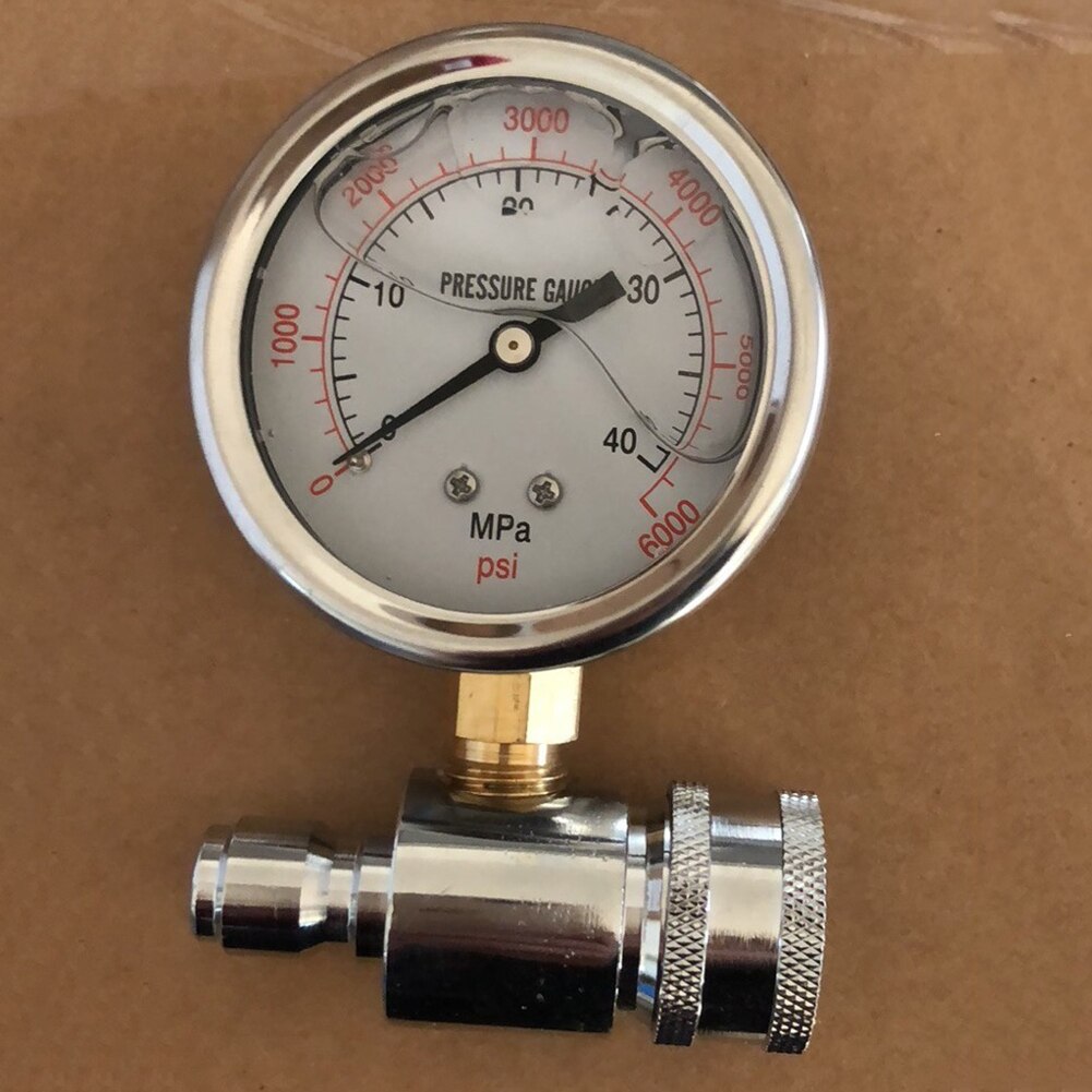 6000PSI/40MPa 3/8 inch Quick Disconnect Fitting Pressure Washer Pressure Gauge Spray Bottle Car Cleaning Tools