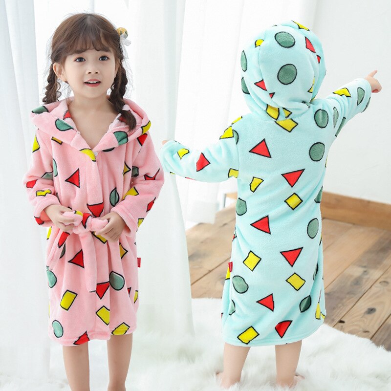 Flannel Kids Robes Children Bathrobe Baby Boy Bath Robe Hooded Bathrobes For Girls Pyjamas Baby Nightgown Kid Sleepwear