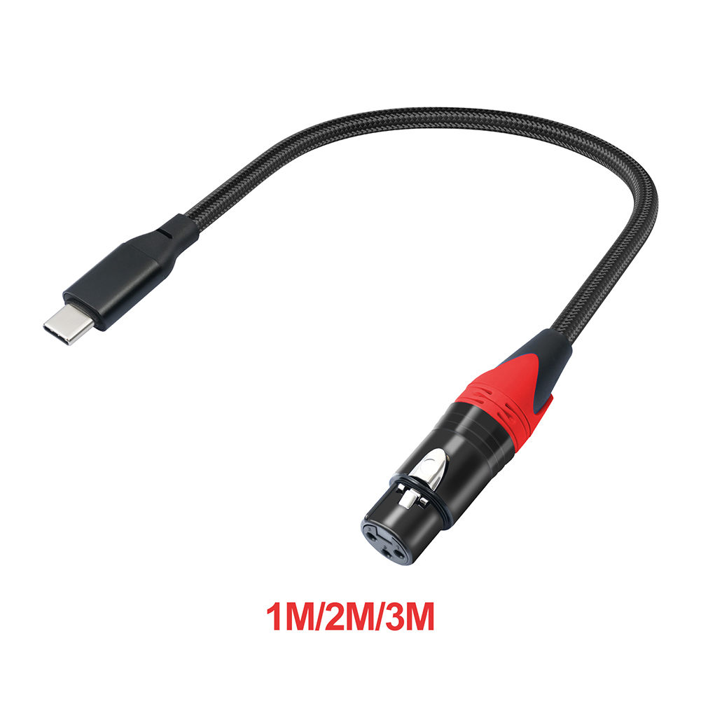 Câble de microphone USB C vers XLR femelle, Plug and Play, Audio Static, 1 m, 2 m, 3m