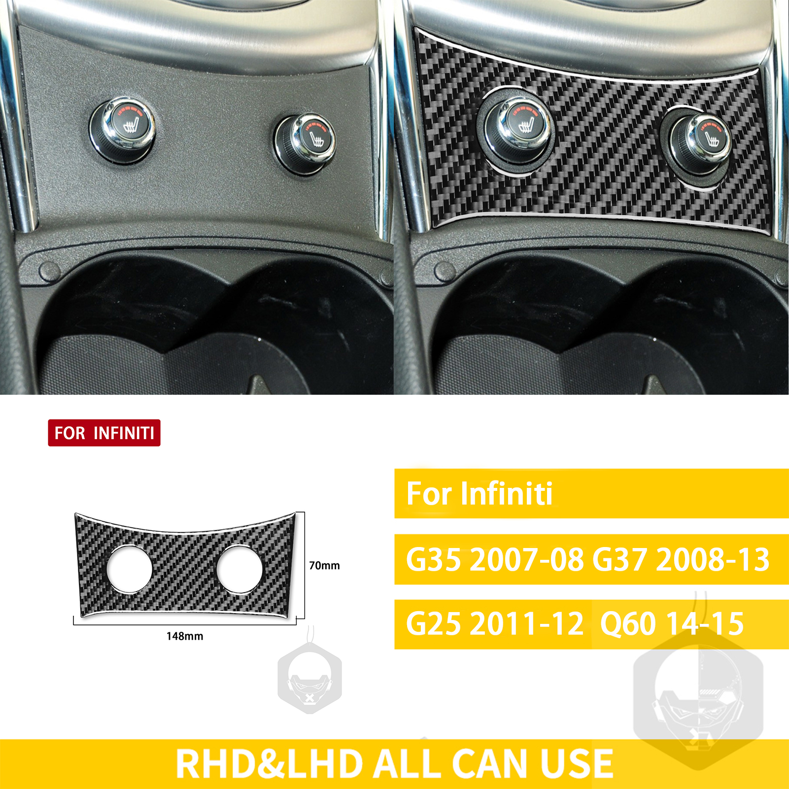 Voor Infiniti G35 2007 G37 Accessoires Auto Koolstofvezel Auto Interieur Gear Panel Cover Trim sticker Set: Zilver