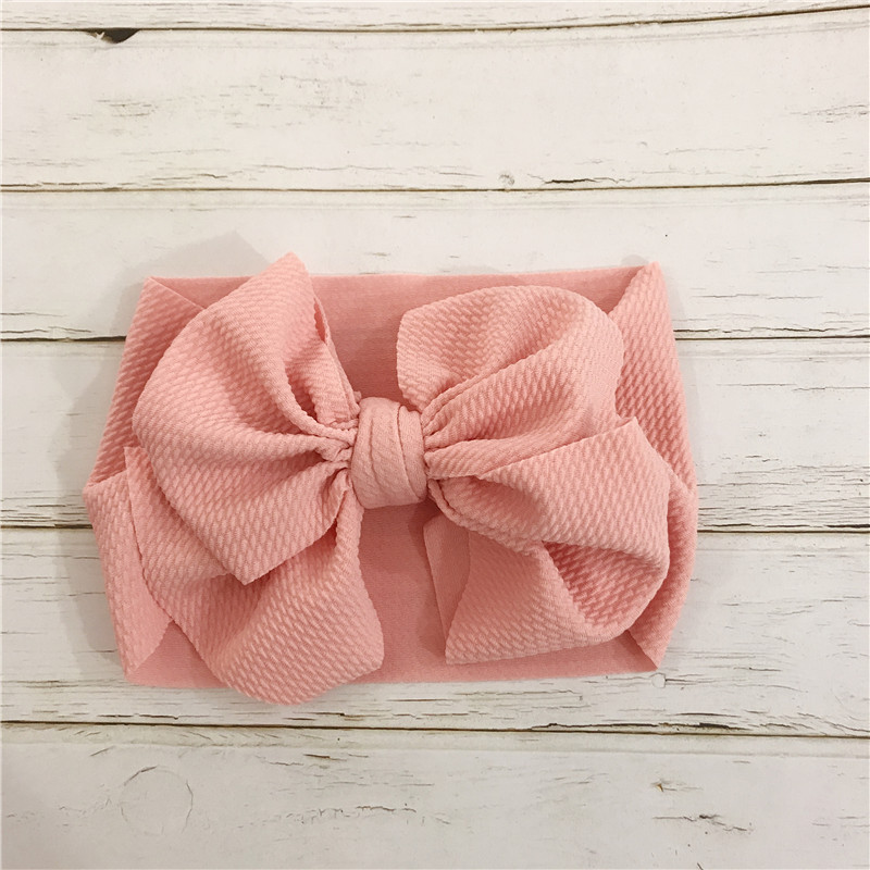 Pasgeboren Baby Meisjes Boog Hoofdband Tulband Knoop Leuke Hoofddeksels Solide Haaraccessoires: Roze