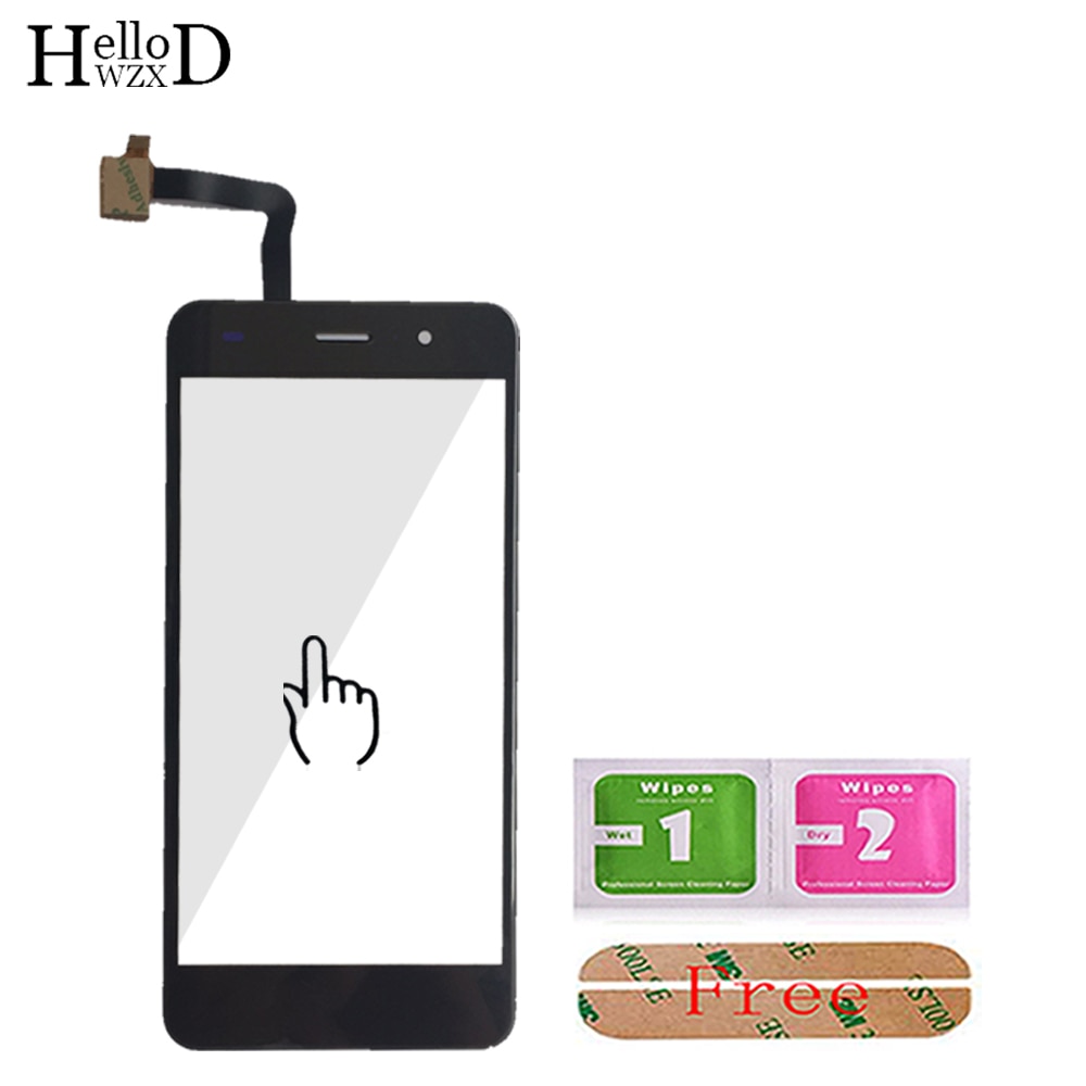 Panel de pantalla táctil para FLY FS516 FS517 FS518 Panel de digitalizador de pantalla táctil de cristal frontal piezas de reparación 3M toallitas de pegamento