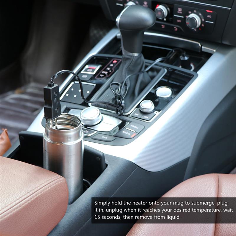Calentador de bebidas portátil de 12V para coche, seguro, 12V, calentador de inmersión para coche, té y café líquido de inmersión para calentador de agua,