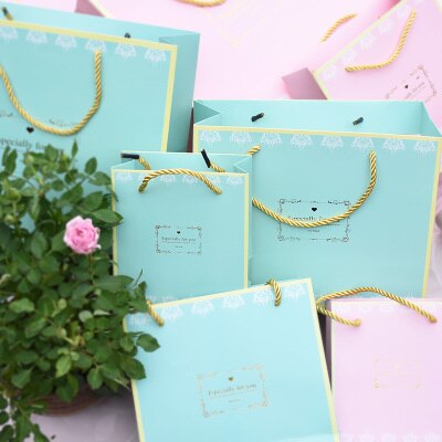 Zilue 5pcs/Lot Pink Tiffany Handbag Wedding Candy Supply Birthday Bag Party Decoration Jewelry Package Shopping Bag: tiffany / 20x8x20cm