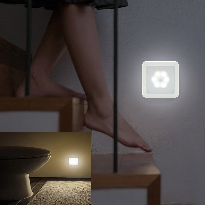 Pir kropssensor natlampe batteridrevet led bevægelsessensor natlys til sti wc væglampe luminarias toilet nachtlampje