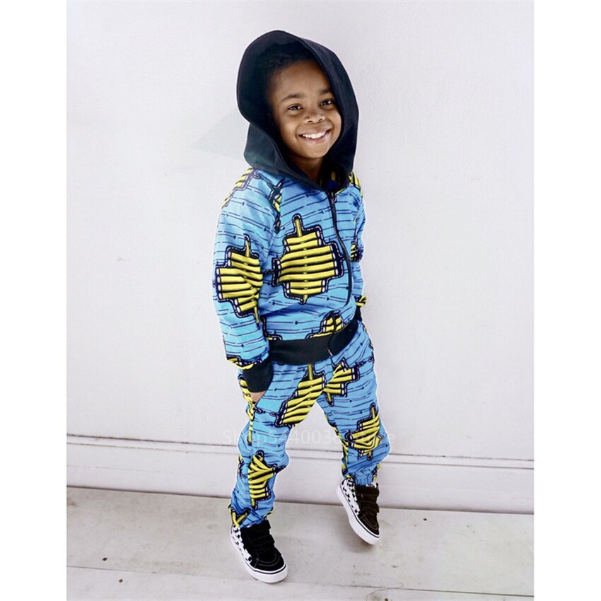 Ropa africana para bebé, Niña y niño, abrigo con capucha y estampado Dashiki, pantalones, traje de otoño, vestidos africanos de manga completa para mujer y niño 2022