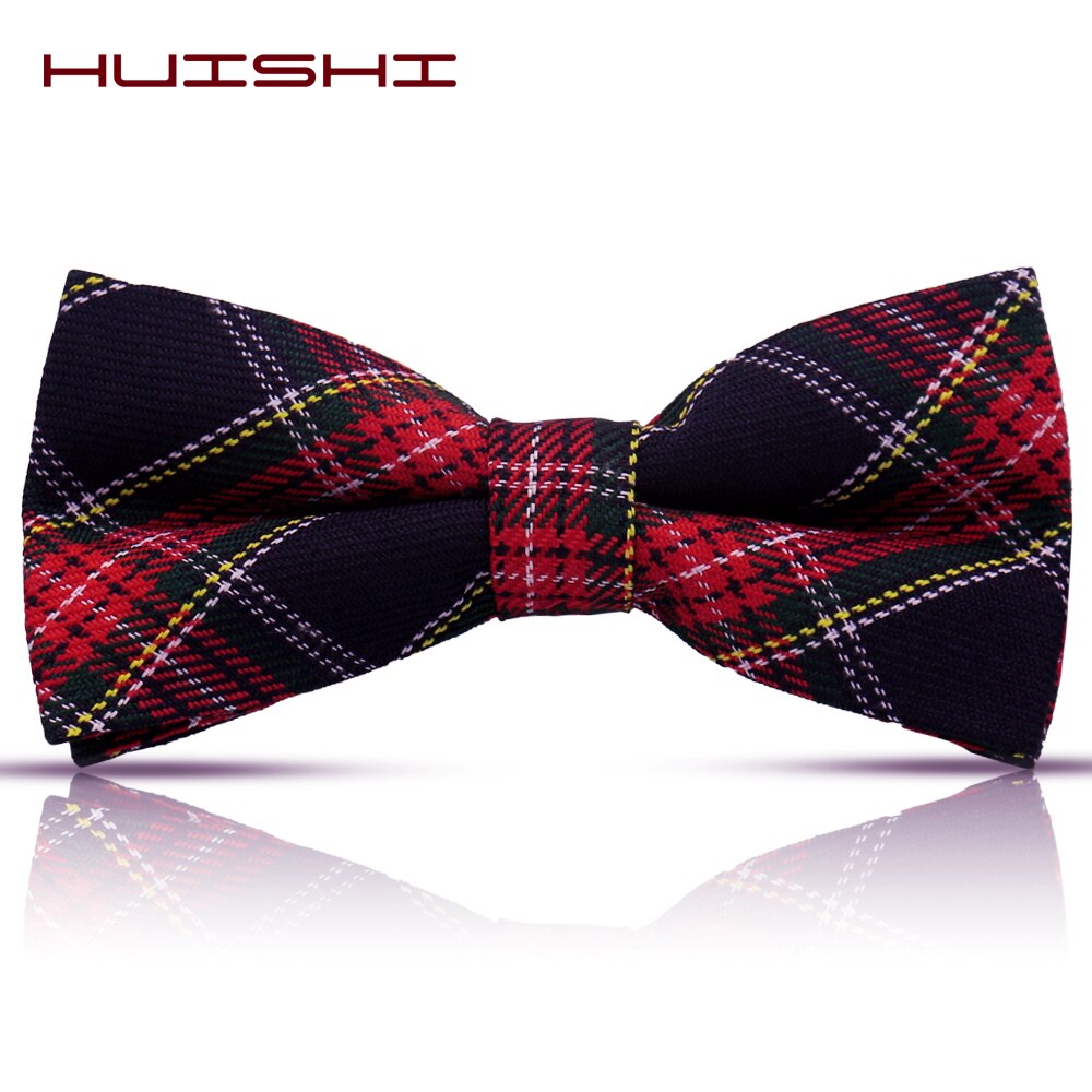 Huishi rutig fluga lyx herr pläd bågar slips justerbar bröllopsfest bowtie för män polyester rut fjäril bowties