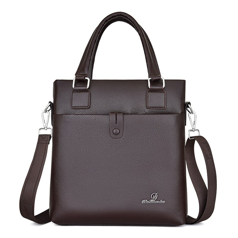 Men's Portable Computer Laptop Handbags Briefcase Large Capacity Attache Portfolio Bag Shoulder Crossbody Bag портфель мужской: Brown vertical