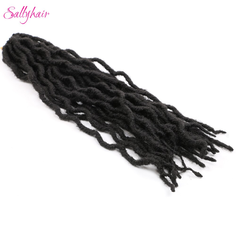 Sallyhair Faux Locs Curly Crochet Braids Hair Extensions 24 strands/pack Ombre Synthetic Braiding Hair 18inch: #1B / 1Pcs/Lot