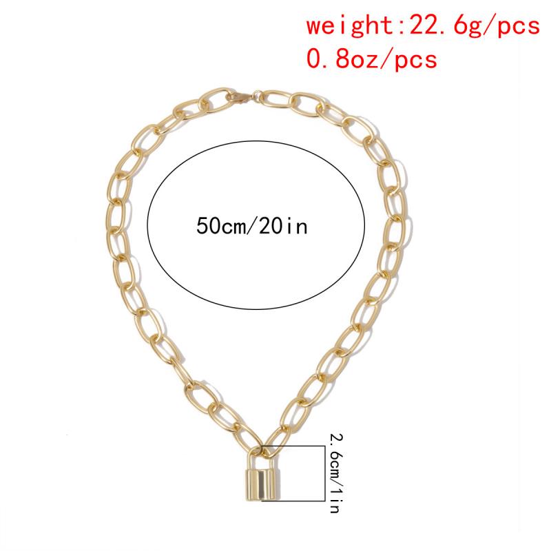 Double-layer Alloy Chain Double-layer Collar Simple Concentric Lock Key Element Pendant Necklace Femal