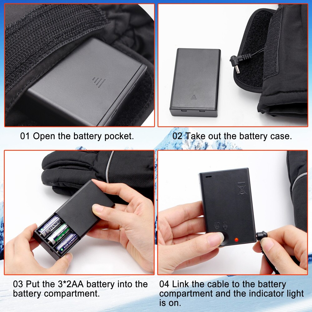 4.5V Electric Thermal Heated Gloves with AA Battery Powered Heated Gloves for Men and Women Electric Hands Warming