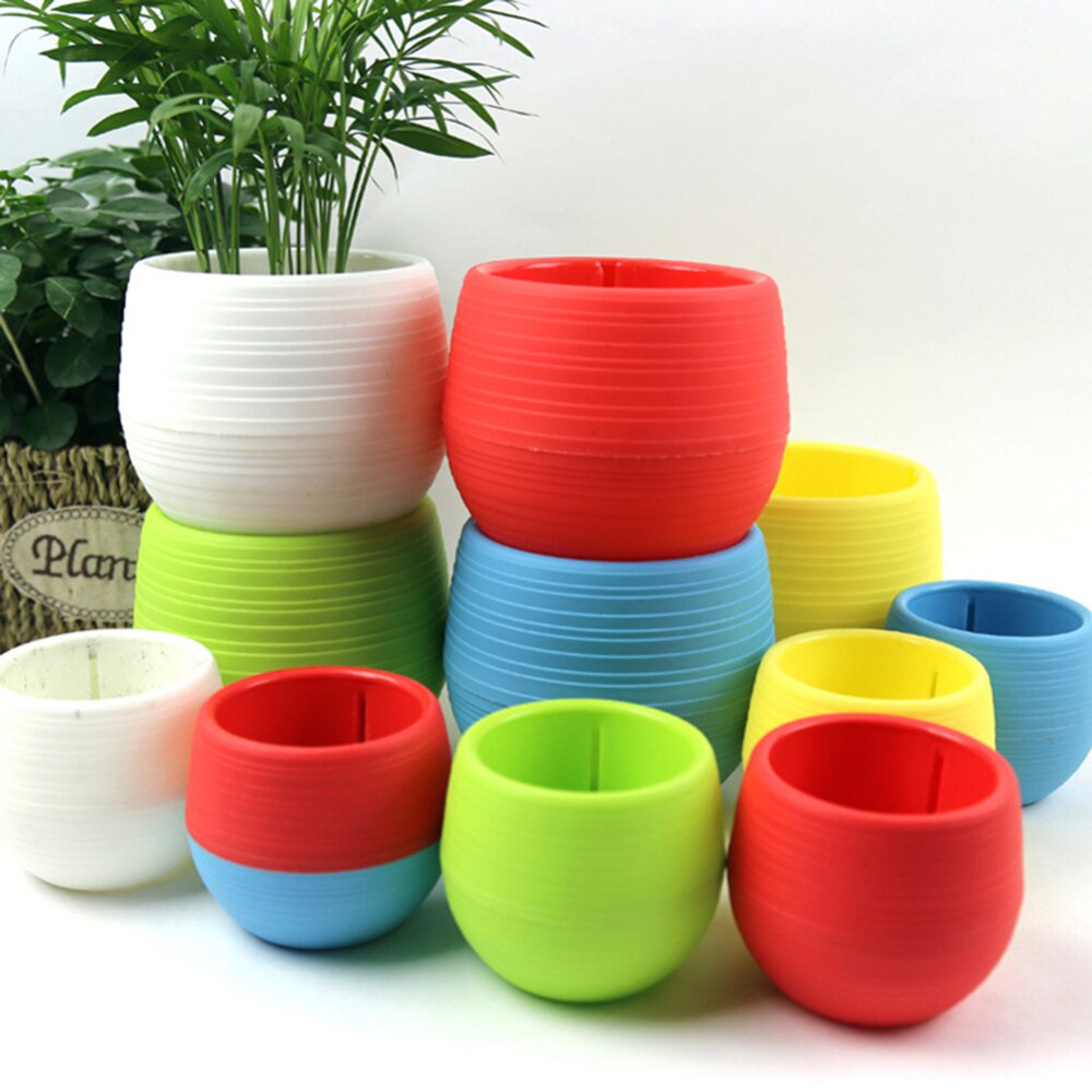 1PC Mini Flower Pots Colourful Round Plastic Plant Flower Pot planters for succulents Decor Plants Desktop Flower Pots D13