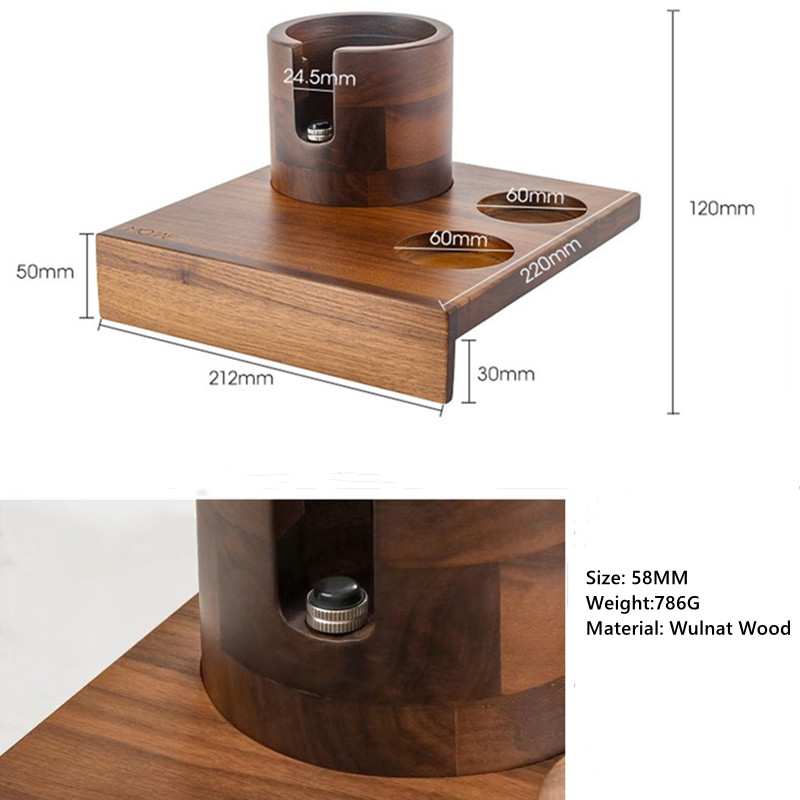 58mm Solid Wunalt Wooden Coffee Filter Tamper Holder Stand Espresso Distributor Mat Support Base Rack Barista Tools Accessories