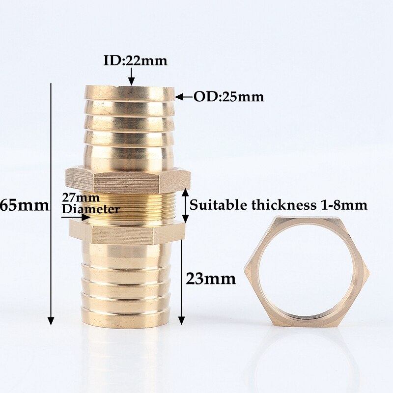 1 ~ 10 st 6-25mm koppar raka kopplingar sexkantsmutter bevattningssystem akvarium adapter vattentank slang skarv luftpump rörkoppling: 1pc / 25mm