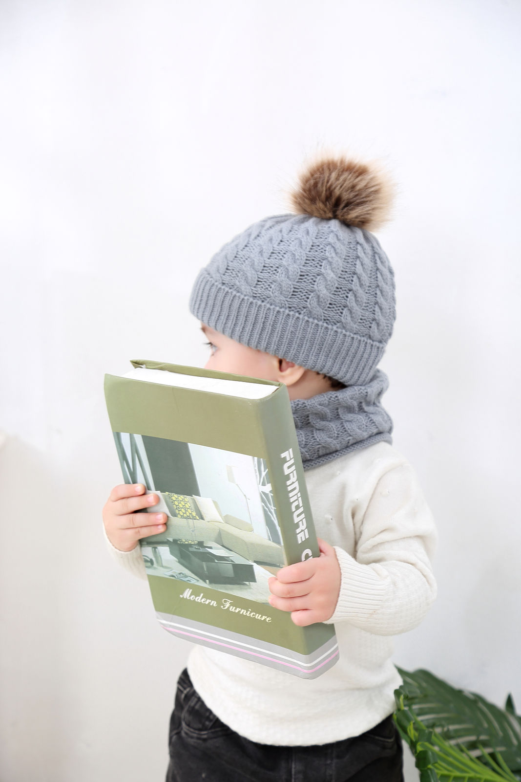 Forældre barn 2 stk varm vinterhue strikket hat og tørklæde til 0-3 år gamle piger og drenge studerende hatte hatte hat