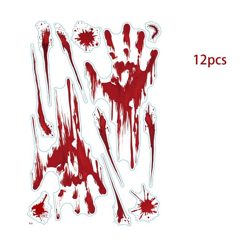 10 Models Bloody Halloween Decorations Window Stickers Horror Decals Bloody Handprint for Halloween Party Decorations