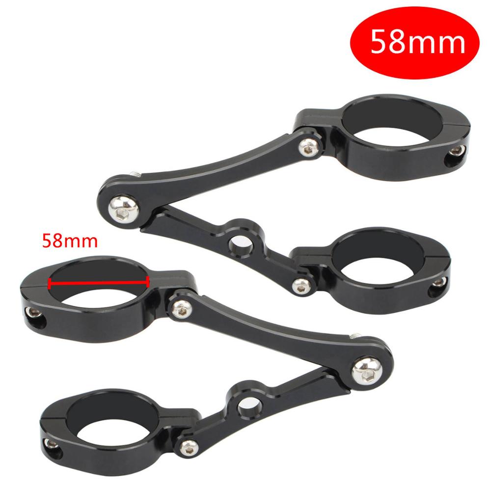 Support de phare de moto 55mm-58mm fourche Tube pinces support CNC pour Harley Honda Chopper Bobber café Racer universel: all black 58mm