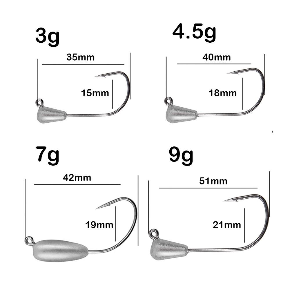 JOHNCOO Fishing Jigs Head Hooks Tube Jig Heads Hooks Water Saltwater Freshwater Fishing Bait Lures Jig for Bass