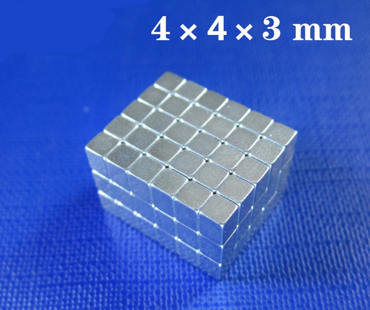 10 stks 4x4x3mm N50 Grade Blok Neodymium Super Sterke Cuboid Zeldzame Aarde Magneten