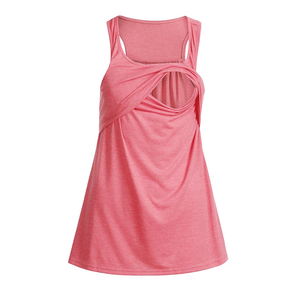 Women Maternity Loose Comfy Pull-up Nursing Tank Tops Vest Breastfeeding Camis 3 Colors Maternity Daily Casual Loose Camis: Pink / S