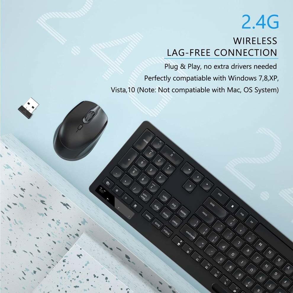 SeenDa 2,4G USB kabellos Tastatur mit Telefon Halfter für Computer Laptop Slinet Tastatur und Maus einstellen für Fenster iOS Android