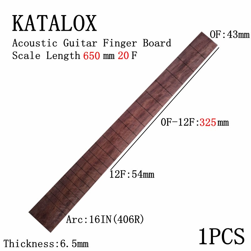 Katalox Voor Elektrische gitaar Akoestische Gitaar Klassieke Gitaar Standaard 650mm Akkoord Lengte Toets Hout Gitaar Maken Materia: Scale Length650mm20F