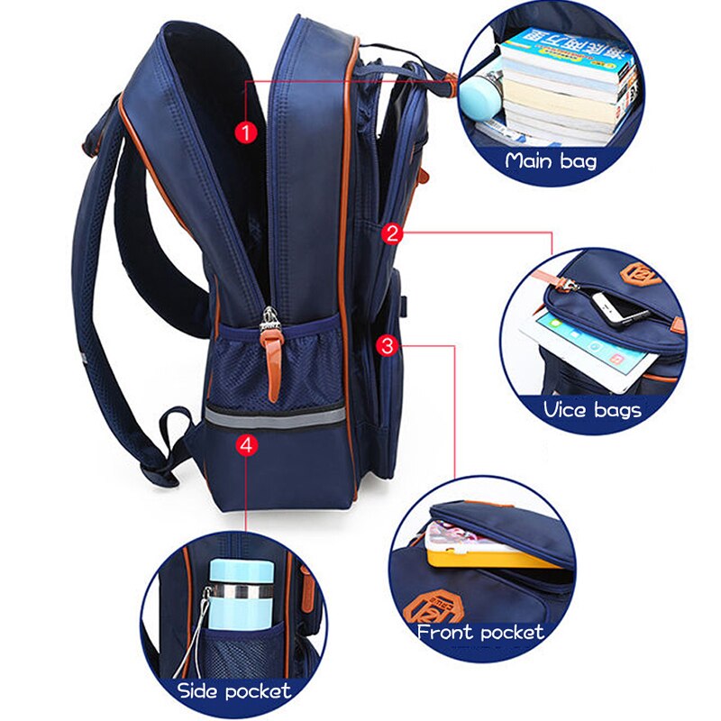 Kids School Bags for Boys Primary School Orthopedic Backpacks Child Waterproof Nylon Schoolbag Bookbags Solid Big Capacity