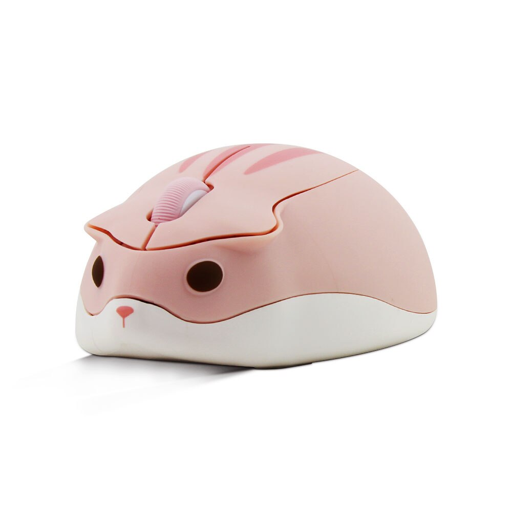 CHYI – Souris d'ordinateur optique sans fil pour fille, joli accessoire informatique avec port USB, en forme de personnage de dessins animés hamster rose, pour ordinateur portable, Macbook,: Rose