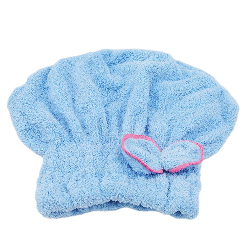 1 Pza gorra de baño para la ducha de microfibra turbante toalla banda elástica gorro de baño gorro para spa bonitos sombreros de ducha protectores para el cabello accesorios de baño: Lake blue