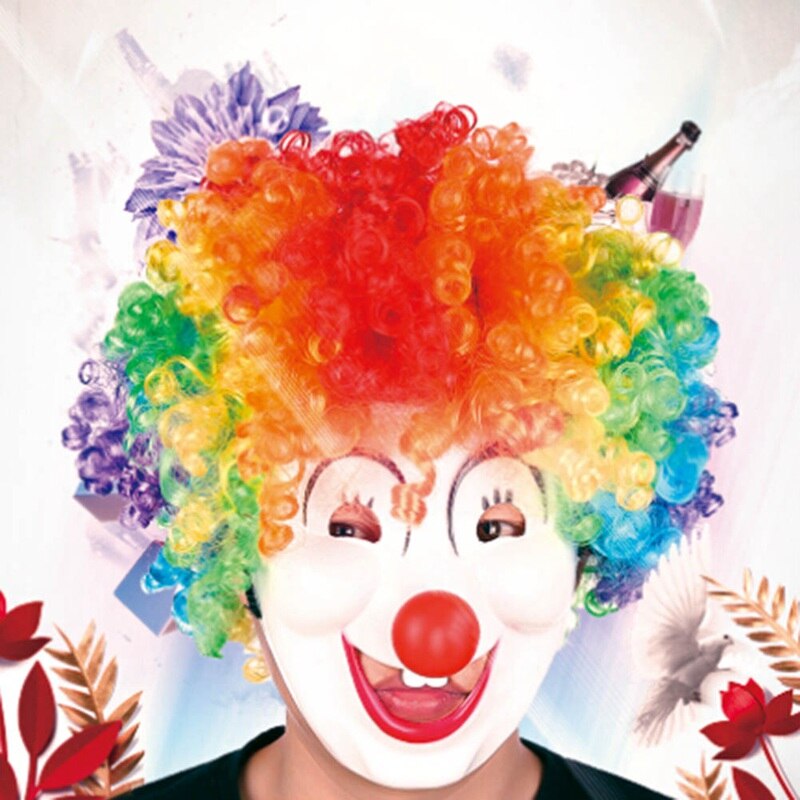 Halloween Disco Clown Curly Afro Circus Fancy Dress Hair Wigs Xmas Party Costume