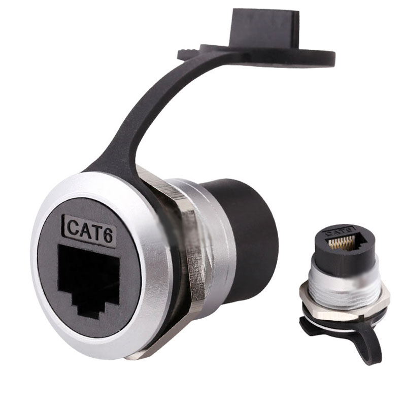 D-typ modul 8 p 8c rj45 kontakt hane hona uttag industrikamera nätverkskommunikation 4 stift  rj11 kat 6a med dammskydd: Gul