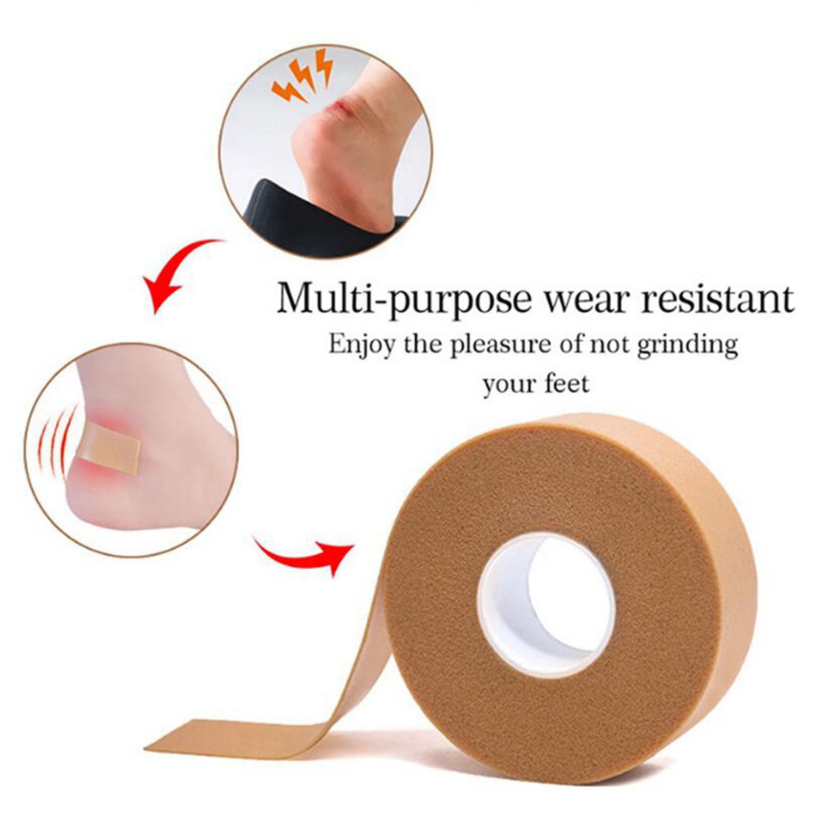 Moleskin tape klæbende puder hæl klistermærker blisterforebyggende puder anti-slid hæl puder til fødder stof polstring , 4.5m x 2.5cm