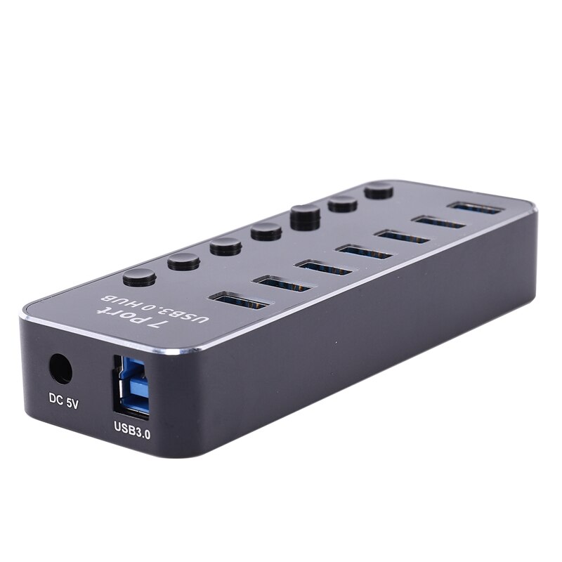Usb 3.0 Hub Powered 7 Port Usb Extender Aluminum Splitter with Individual On/Off Switches (7-Ports)