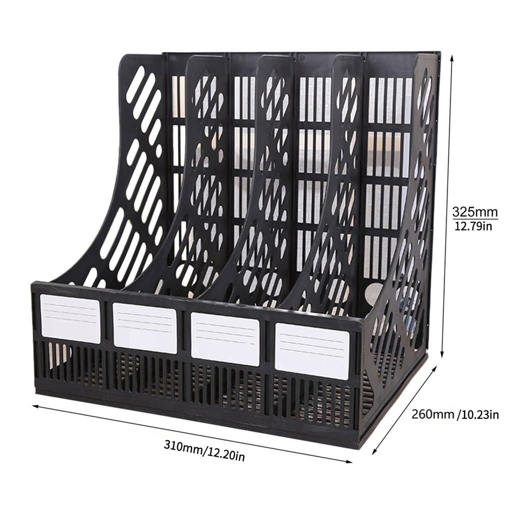 File Holder Document Tray 4-Grid Desktop Storage File Organizer Mesh Files Shelf Desktop File Rack Book Holder Office Supplies