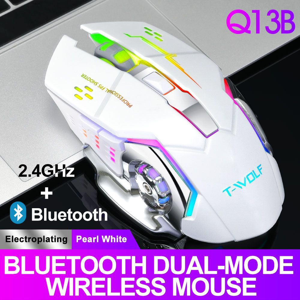 Nowy 2.4Ghz Wirelss przenośny wyciszony Bluetooth podwójny tryb mysz świecąca gra Laptop telefon PC Pad telefon uniwersalny Raton inalambrico myszy: DARKNESS