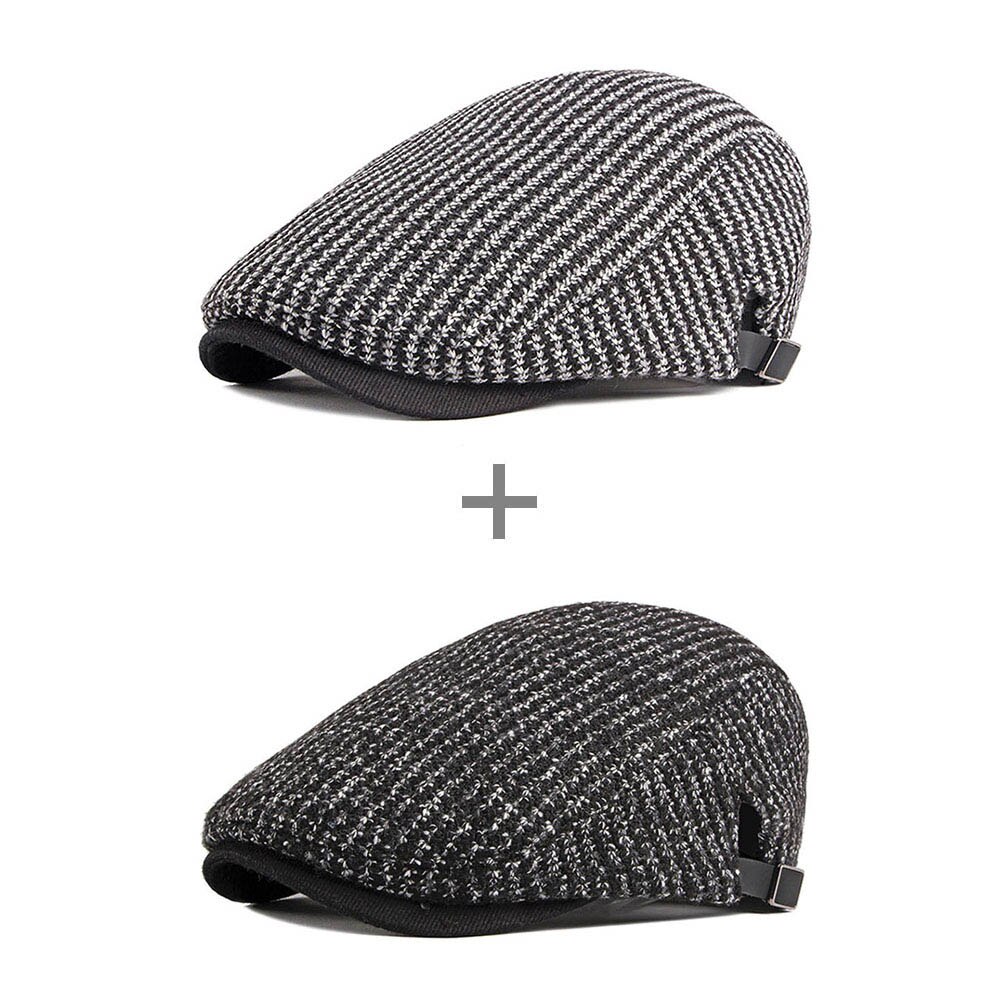 Gorra AETRENDS de otoño-invierno para hombre, Boina Retro de arte juvenil, gorra plana para hombre, Z-10119: White and Black